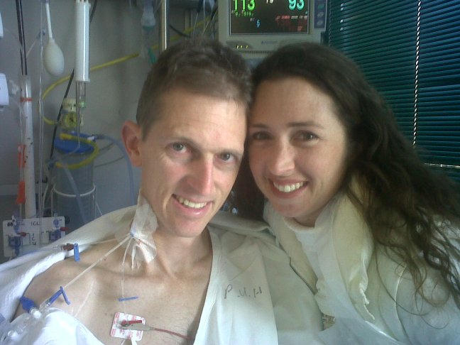Sam and I in ICU - pipes in more places than you would like to know